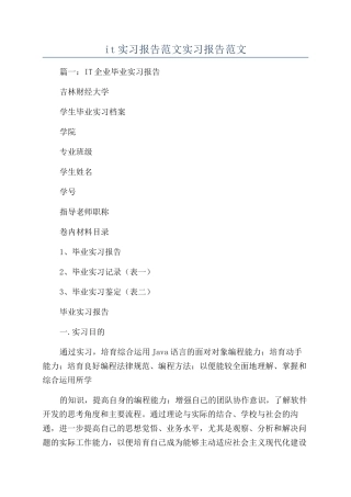 it实习报告范文实习报告范文