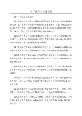 IT行业个人工作总结