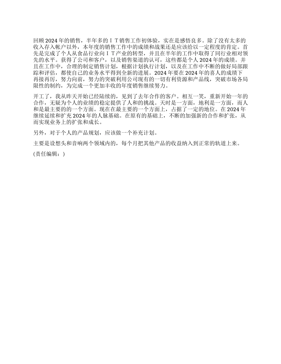 IT销售人员工作计划范文_第1页