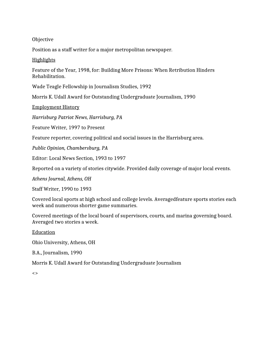 JournalistResume新闻记者相关简历_第1页