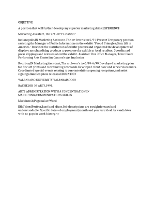 MARKETINGASSISTANT的英文简历范文