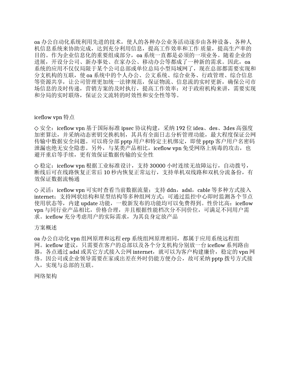 OA办公自动化系统组网解决方案_第1页