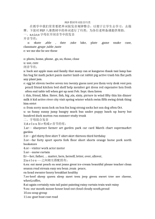 PEP教材单词发音归类(打印下发)