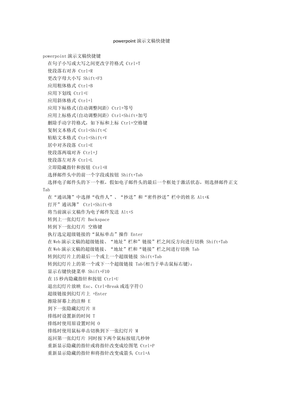 powerpoint演示文稿快捷键_第1页