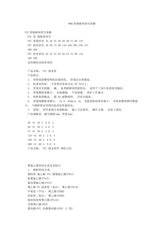 PVC管规格和型号讲解