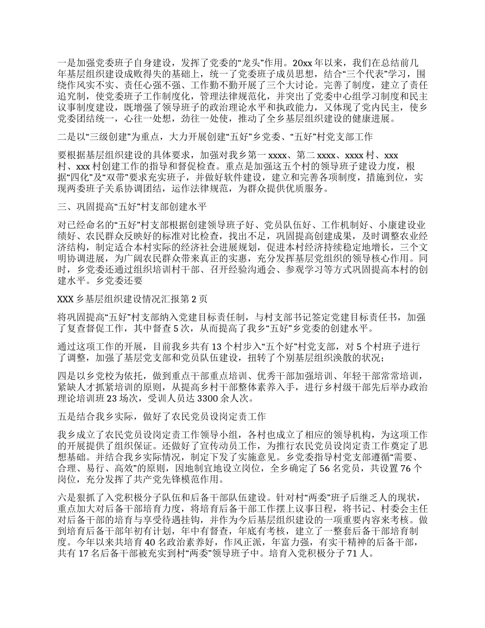 xxx乡基层组织建设情况汇报_第2页