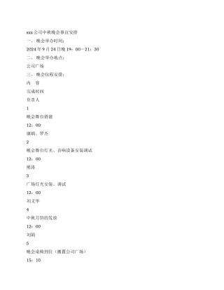 XXX公司中秋卡拉OK大赛晚会仪程