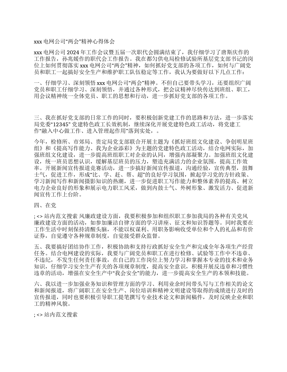 xxx电网公司“两会精神心得体会_第1页