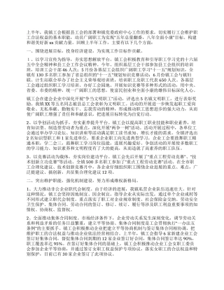 XX上半年镇工会工作总结