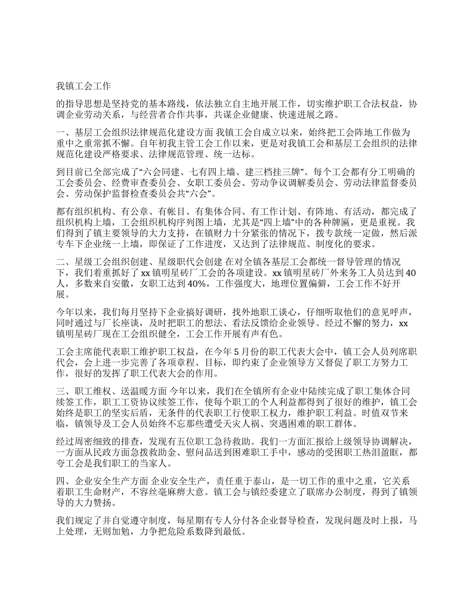 XX乡镇工会工作汇报_第1页