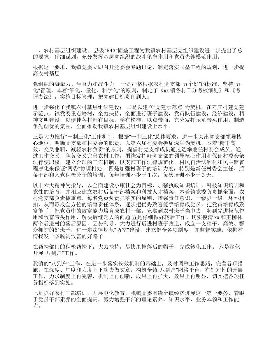 XX乡镇落实组织工作汇报_第1页