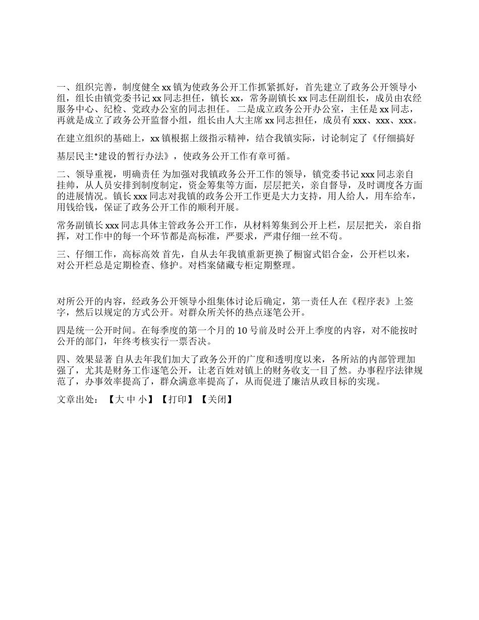 XX乡镇政务公开汇报_第1页