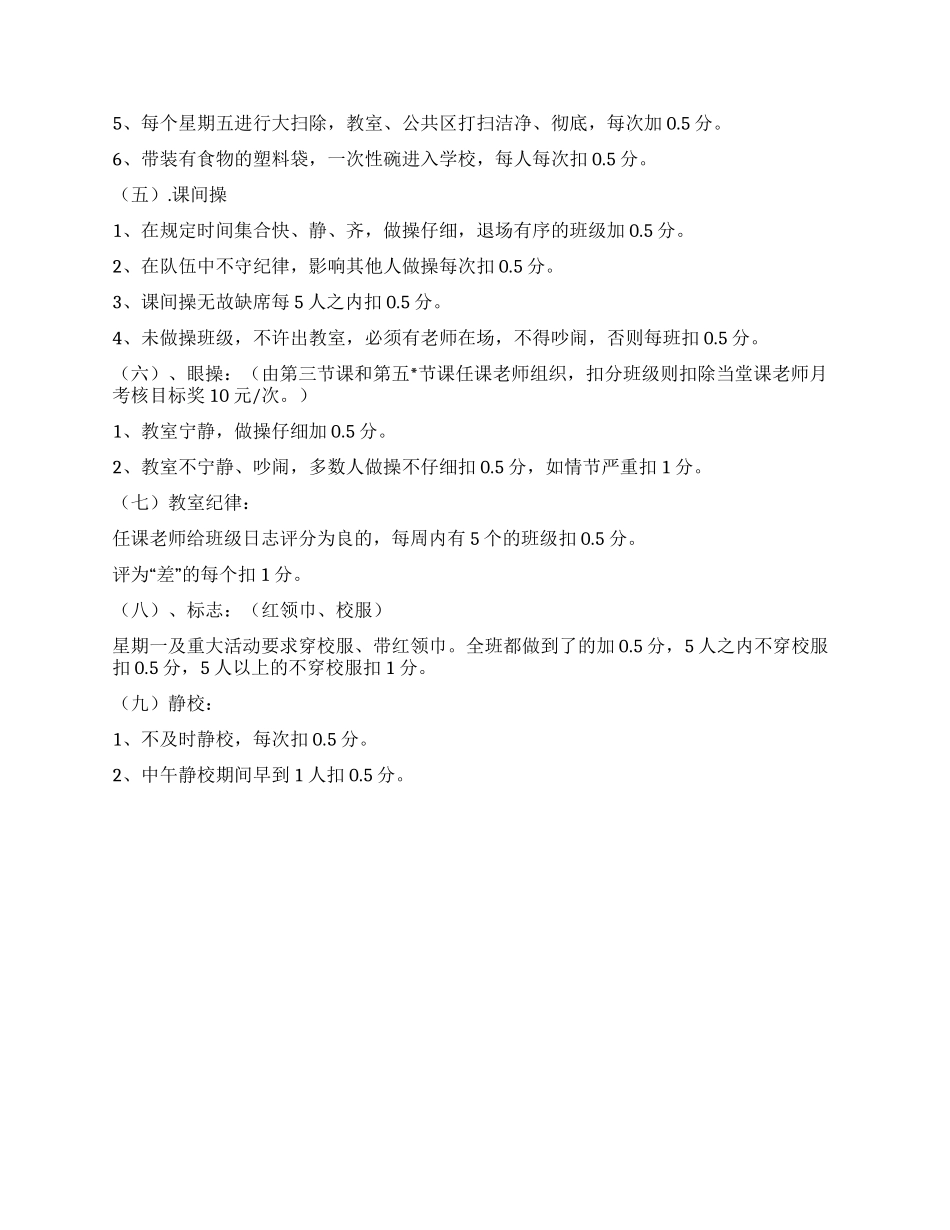 XX小学日常行为规范评分细则_第2页