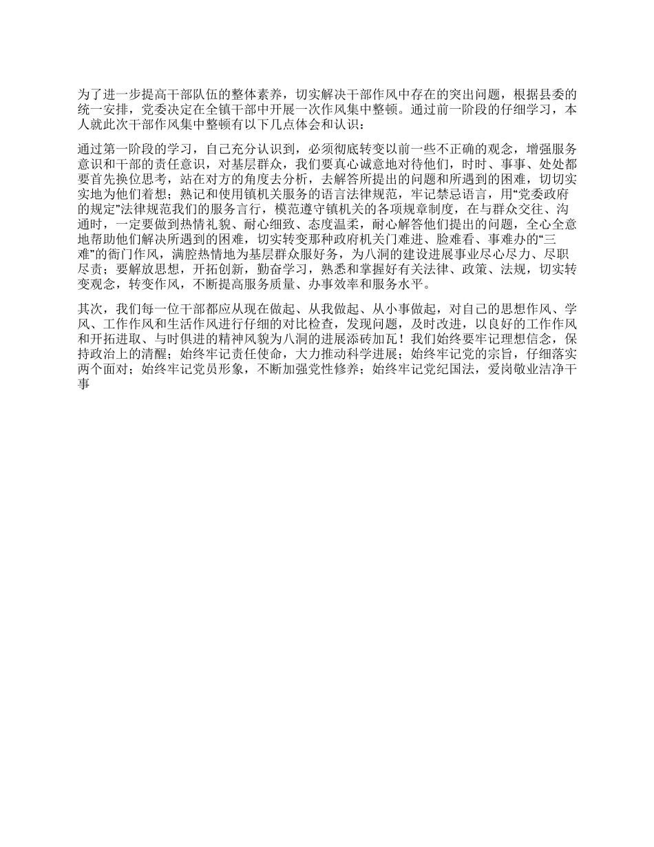 XX干部作风整顿心得_第1页