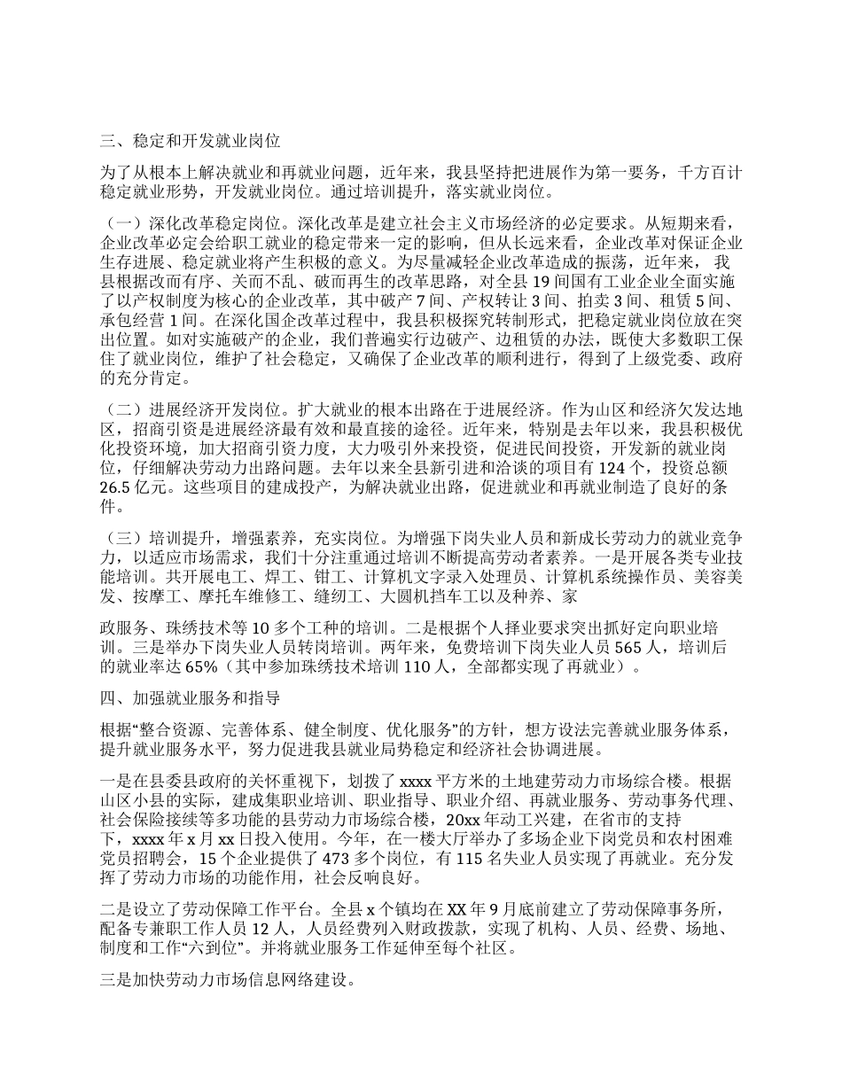 XX年X县就业再就业工作总结_第2页