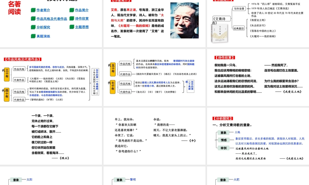 名著阅读：《艾青诗选》