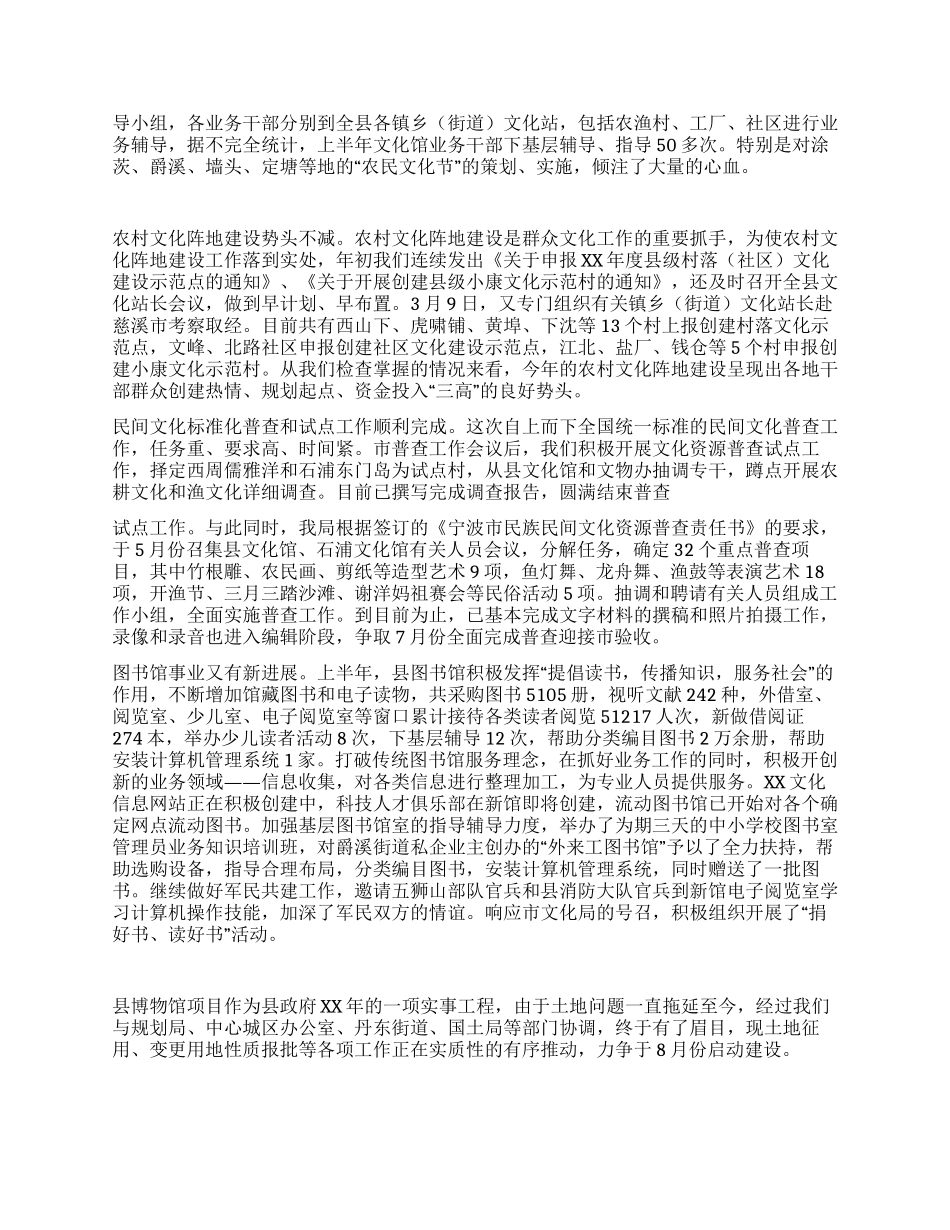 XX年上半年工作总结(文化局)_第2页
