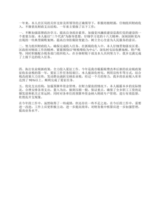 XX年个人工作总结(财政部门)
