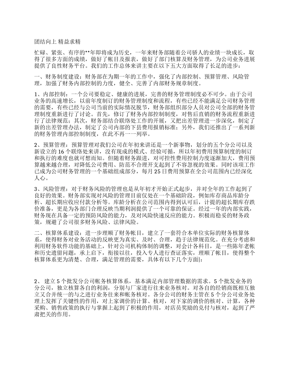 XX年公司财务部工作总结_第1页