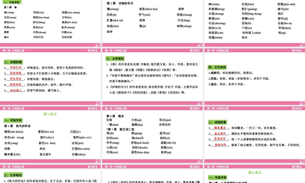 七年级上册要点梳理