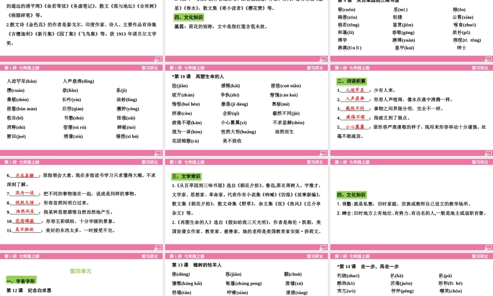 七年级上册要点梳理