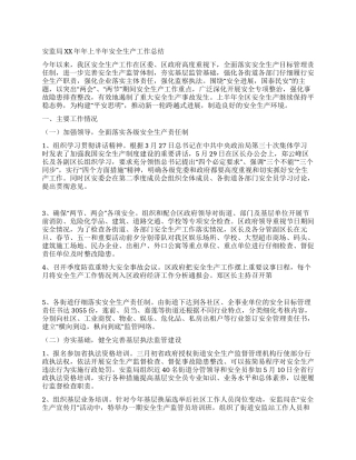 XX年安监局安全生产工作总结