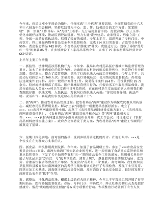 XX年度上半年工作总结(药监局