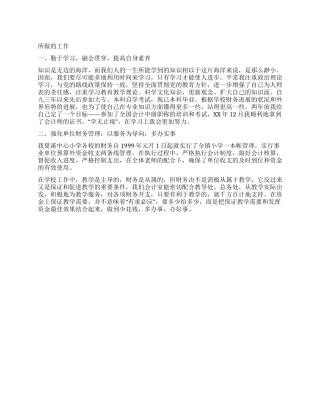 XX年度个人总结(小学财务室)