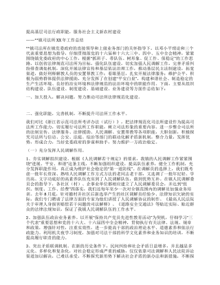 XX年度乡镇司法行政工作总结