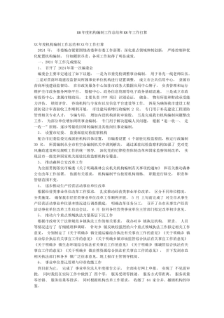 XX年度机构编制工作总结和XX年工作打算