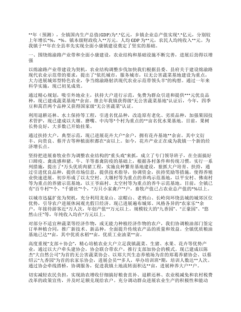 XX年度镇政府工作总结_第1页