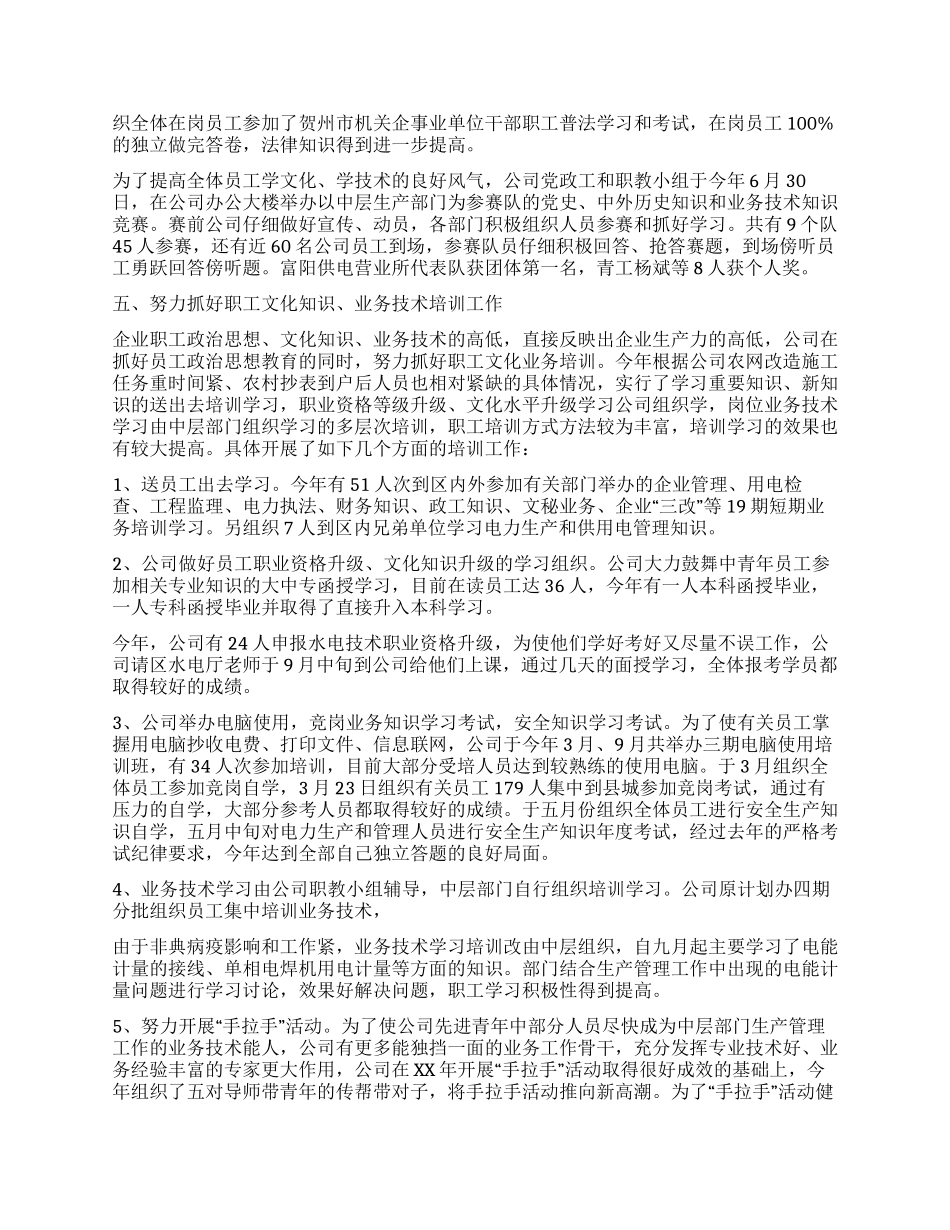 XX年水利电业有限公司职教工作总结_第2页