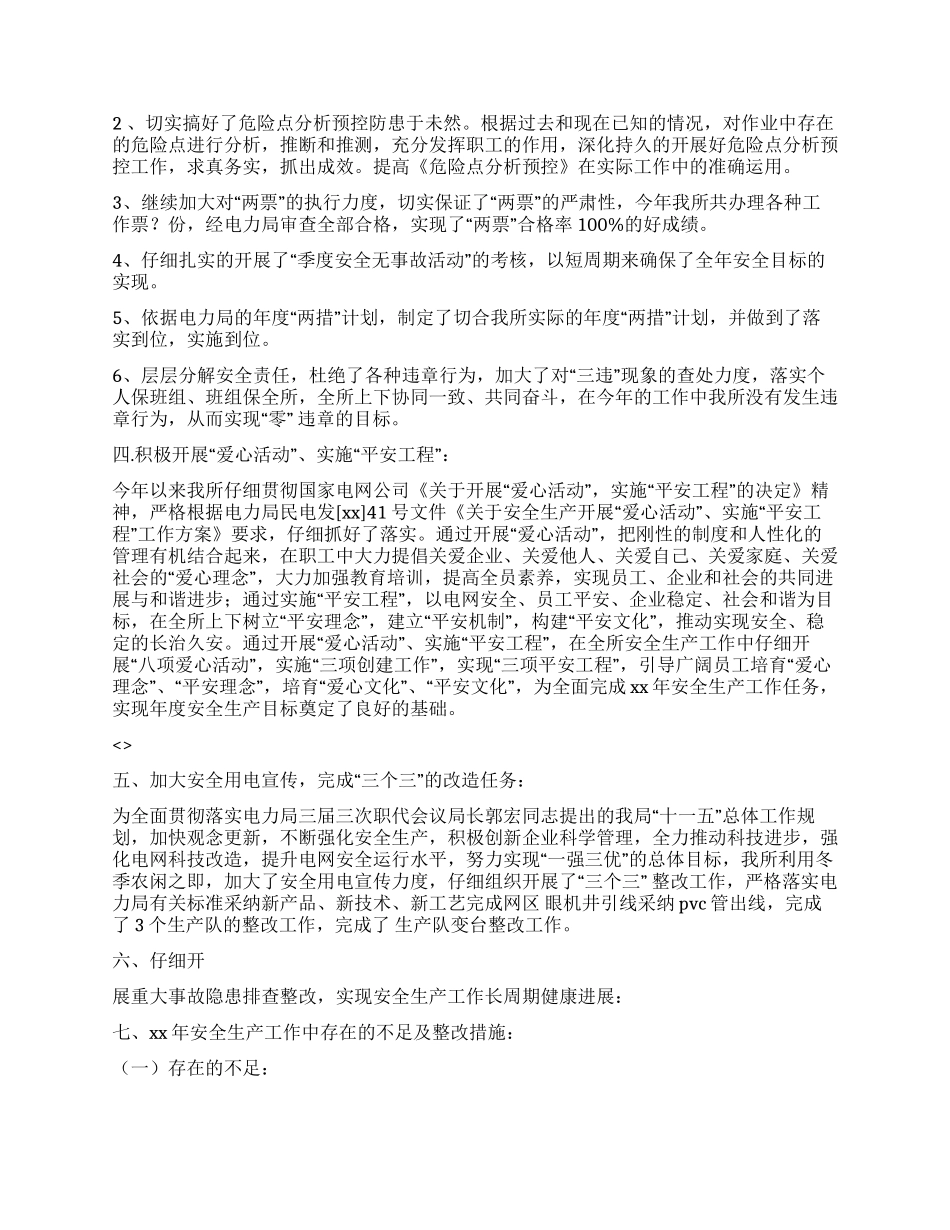 XX年电力局安全生产工作总结_第2页