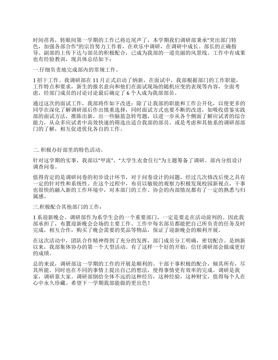 xx系调研部工作总结_第1页