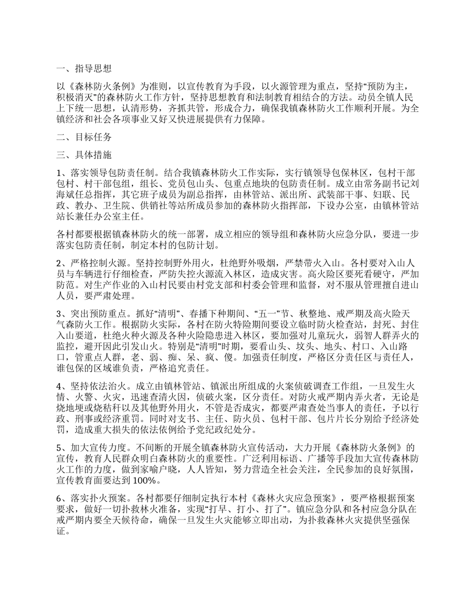 XX镇2024年森林防火实施方案_第1页