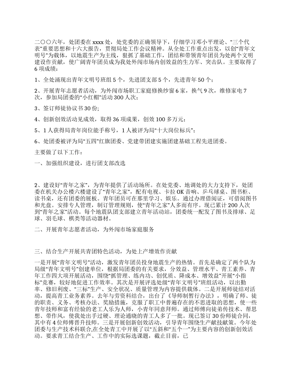 x处团委年度工作总结_第1页