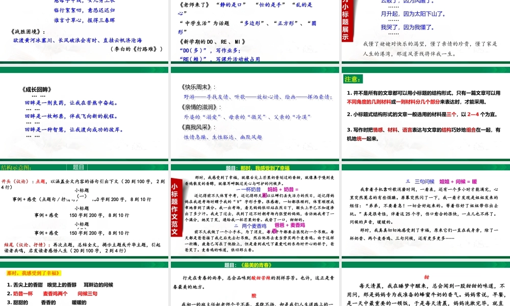 中考专题 小标题扮靓你的作文