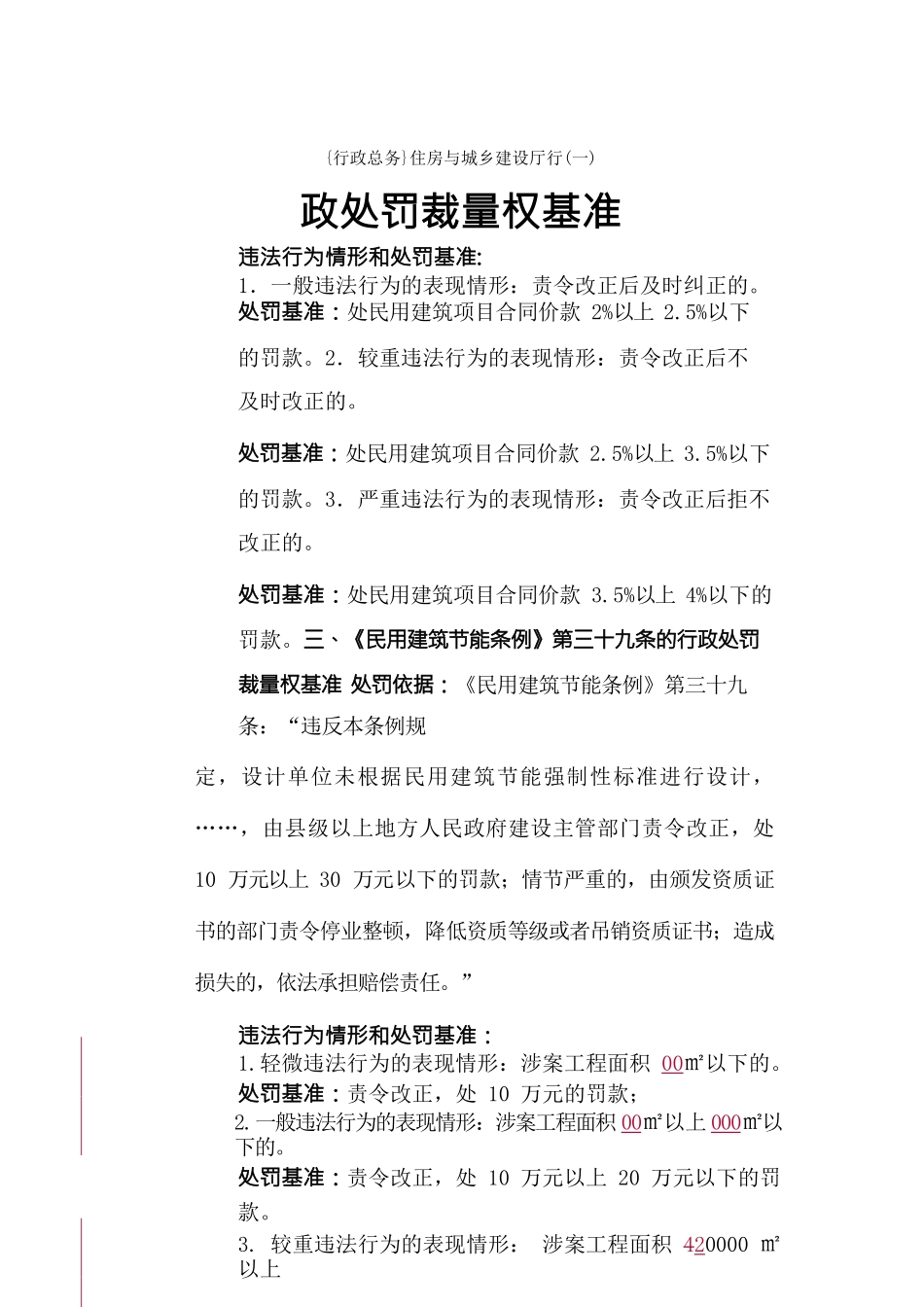 {行政总务}住房与城乡建设厅行政处罚裁量权基准_第1页