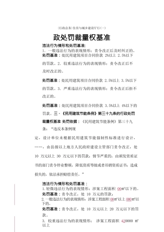 {行政总务}住房与城乡建设厅行政处罚裁量权基准