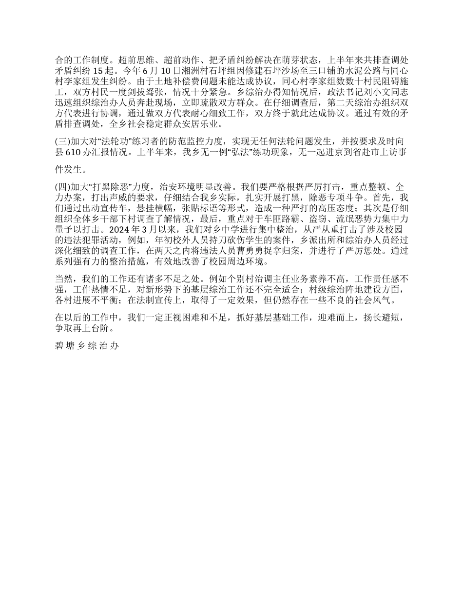 ×乡2024年度上半年政法综治工作总结_第2页