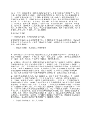 “2024年上半年医院党建工作规划医院工作计划