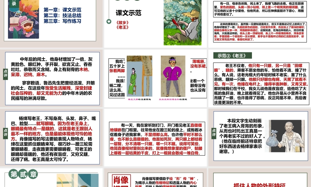 专题12 人物刻画之肖像描写