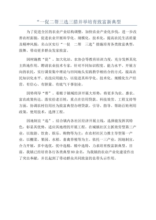 “一促二帮三选三措并举培养致富新典型