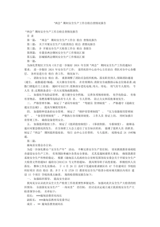 “两会”期间安全生产工作自检自查情况报告