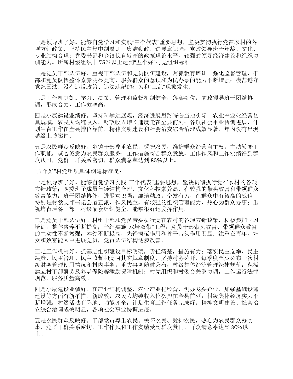 “五个好乡镇党委创建标准工作体会_第1页
