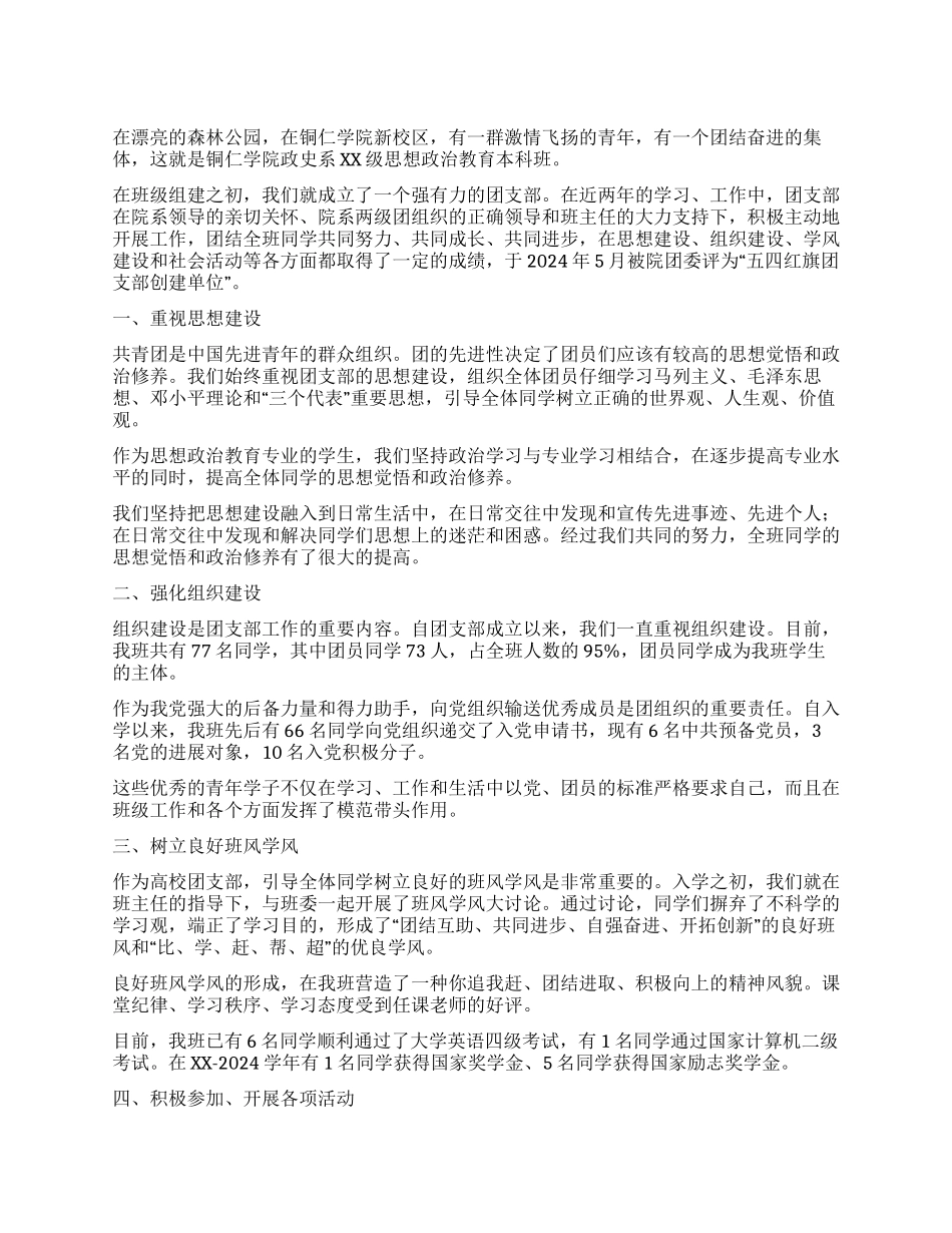 “五四红旗团支部申报材料_第1页