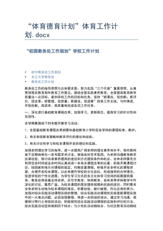 “体育德育计划”体育工作计划.docx