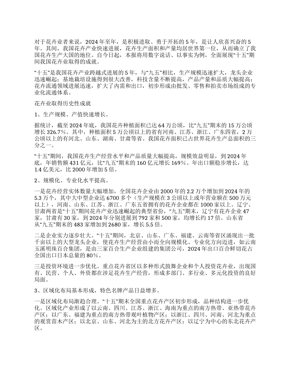 “十五全国花卉产业建设工作总结_第1页