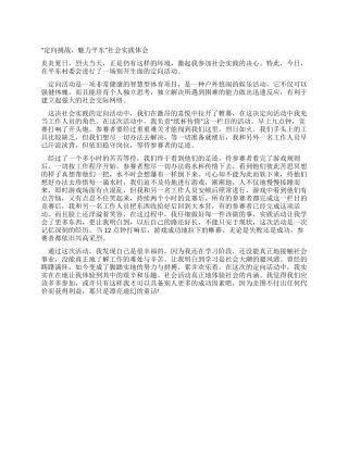 “定向挑战魅力平东社会实践体会