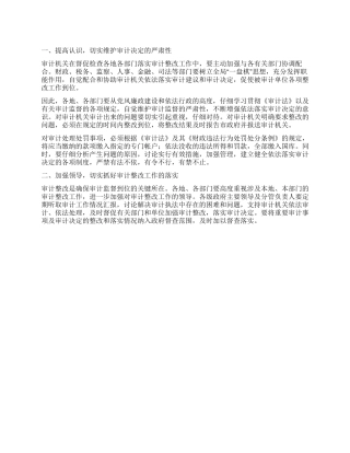 “审计整改工作的实施计划财政工作计划